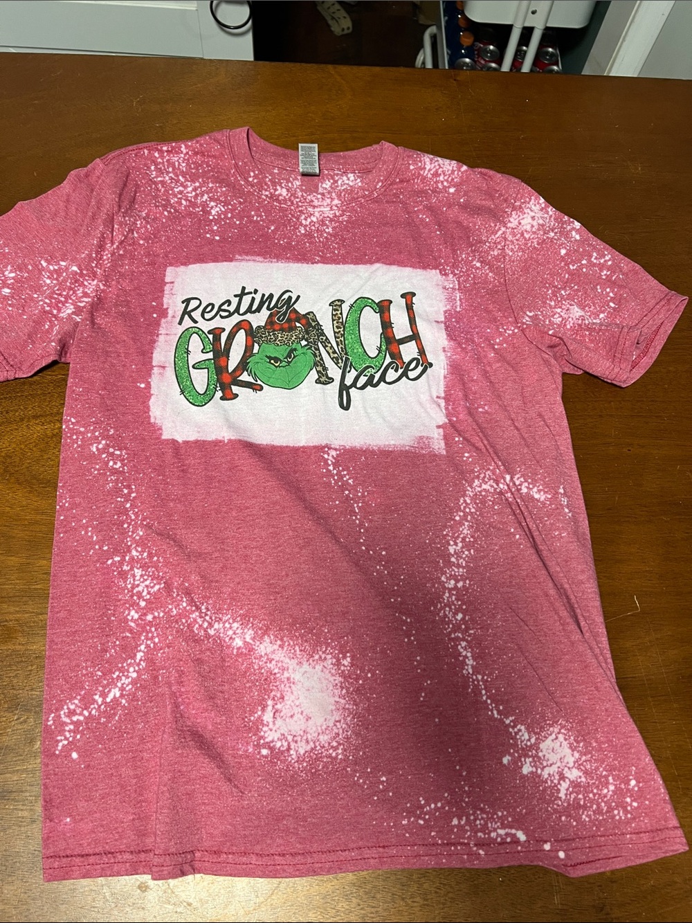 Resting Grinch Face Short Sleeve T-Shirt - Pink